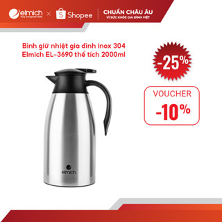 [LIFEMCMBP4 -12% đơn 250K] Bình giữ nhiệt gia đình inox 304 Elmich EL-8341 thể tích 2000ml