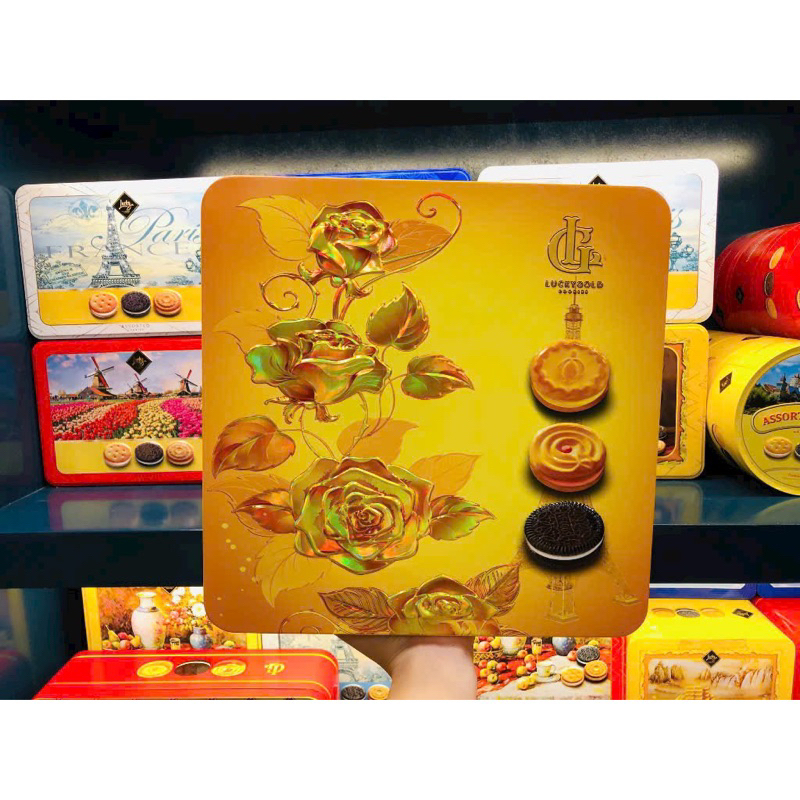 Tặng quà Tết Đẹp-Bánh quy hỗn hợp Lucky Gold 320g - Hộp Thiết