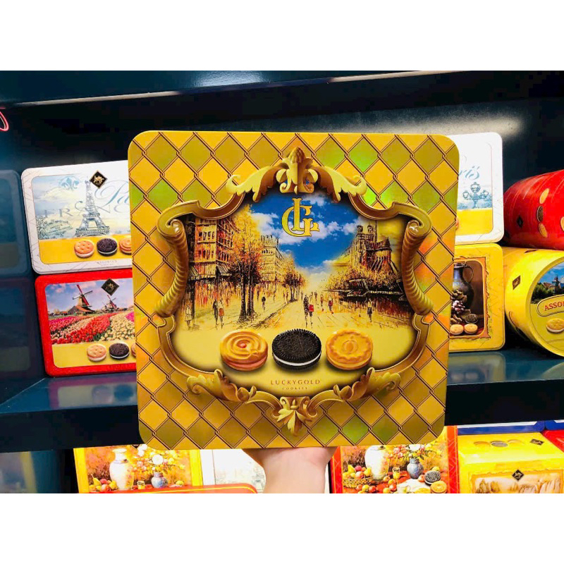 Tặng quà Tết Đẹp-Bánh quy hỗn hợp Lucky Gold 320g - Hộp Thiết