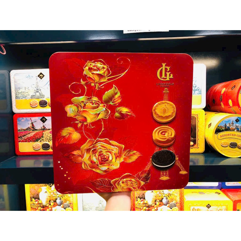 Tặng quà Tết Đẹp-Bánh quy hỗn hợp Lucky Gold 320g - Hộp Thiết