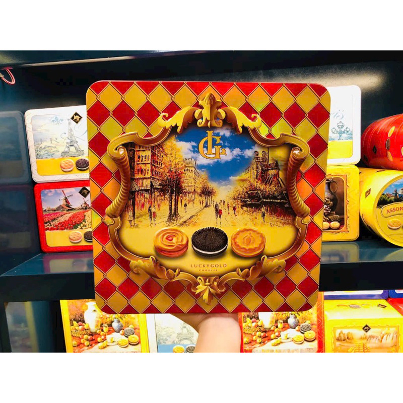 Tặng quà Tết Đẹp-Bánh quy hỗn hợp Lucky Gold 320g - Hộp Thiết