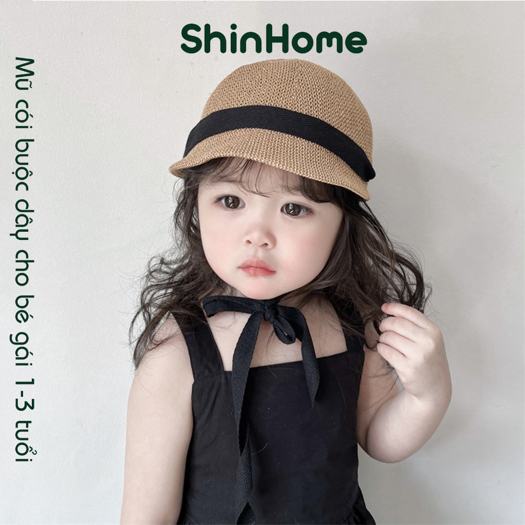 Mũ cói buộc dây phong cách tiểu thử cho bé gái 1-3 tuổi ShinHome Baby
