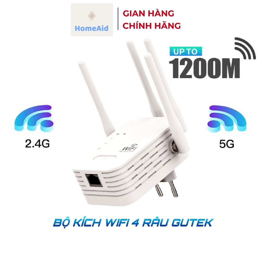 Kích Sóng Wifi 4 Râu Ăng Ten Phát Xuyên Tường Chuẩn N 1200M,Hỗ trợ mạng 2,4 GHz, 5Ghz