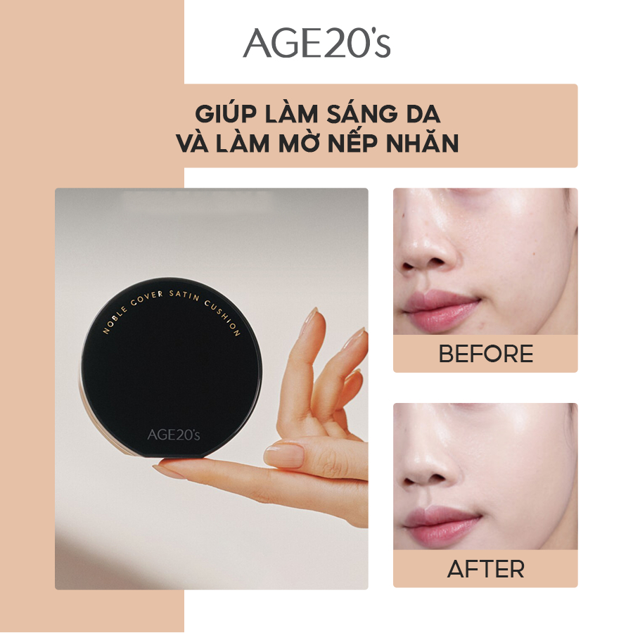 Phấn Nền Tạo Độ Căng Bóng AGE20's Noble Cover Satin Cushion SPF40/PA+++ 12g