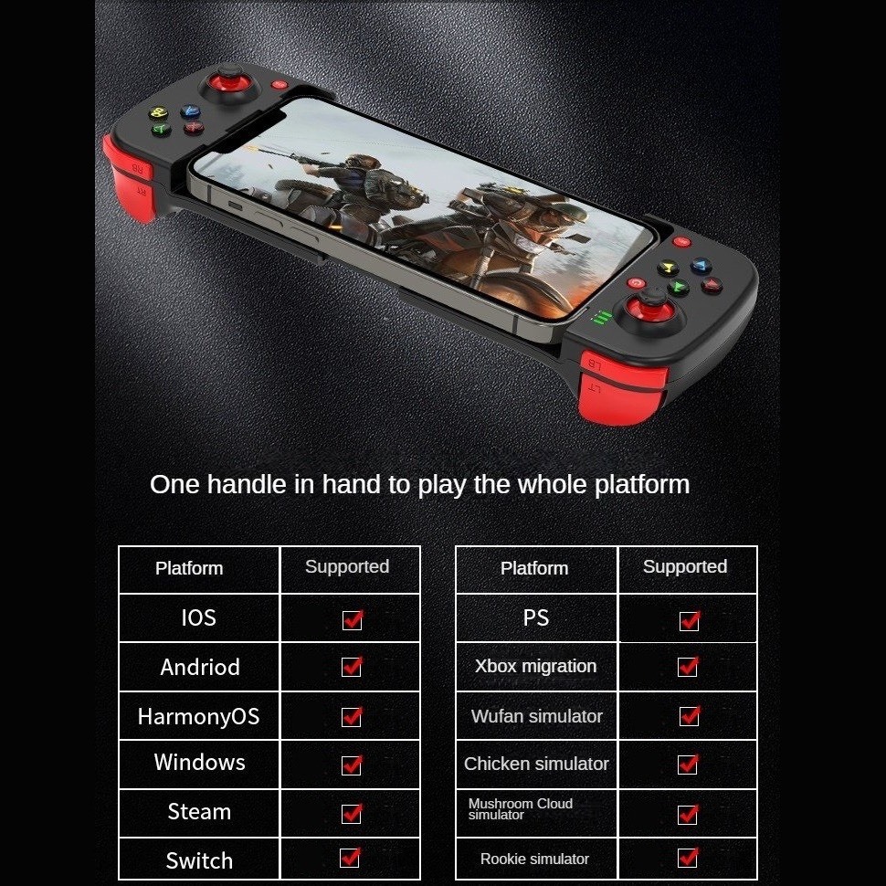 Gamepad Tay Game Không Dây Bluetooth 5.0 D3 Đa Nền Tảng Có Đèn Led Phím Cho Điện Thoại, Máy Tính, Máy Tính Bảng, Máy Gam