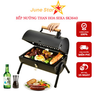 Bếp Nướng Than Hoa Seka SK3640 Nướng BBQ Dã Ngoại Ngoài Trời Chất Liệu Thép Không Gỉ, Kèm Vỉ Nướng Inox