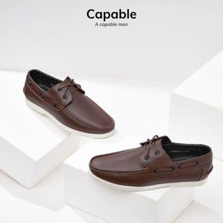 Giày da nam lười Boat Shoes CAPABLE màu nâu, bảo hành 12 tháng