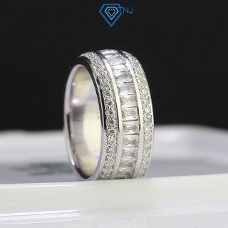  Nhẫn nam đính 2 viền full đá tấm kim cương Moissanite phiên bản tròn cao cấp cá tính NNAM0064 - Trang Sức TNJ 