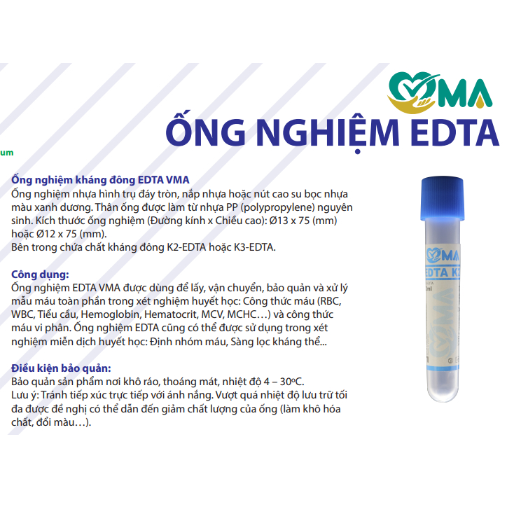 Ống nghiệm kháng đông 2ml Edta K2 VMA Hồng Thiện Mỹ
