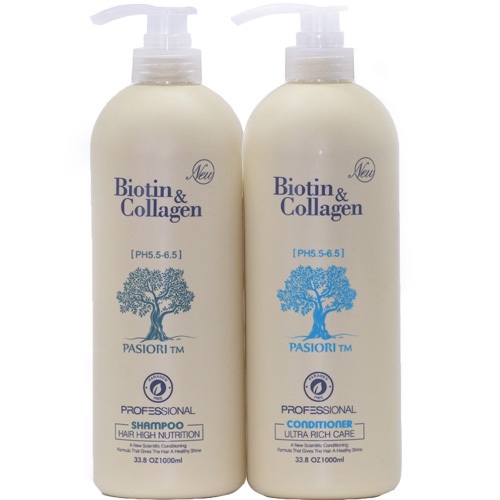 Cặp Dầu Gội Xả Biotin Collagen Trắng Giảm Rụng Tóc, Phục Hồi, Siêu Mềm Mượt 1000ml ( Hàng Chính Hãng )