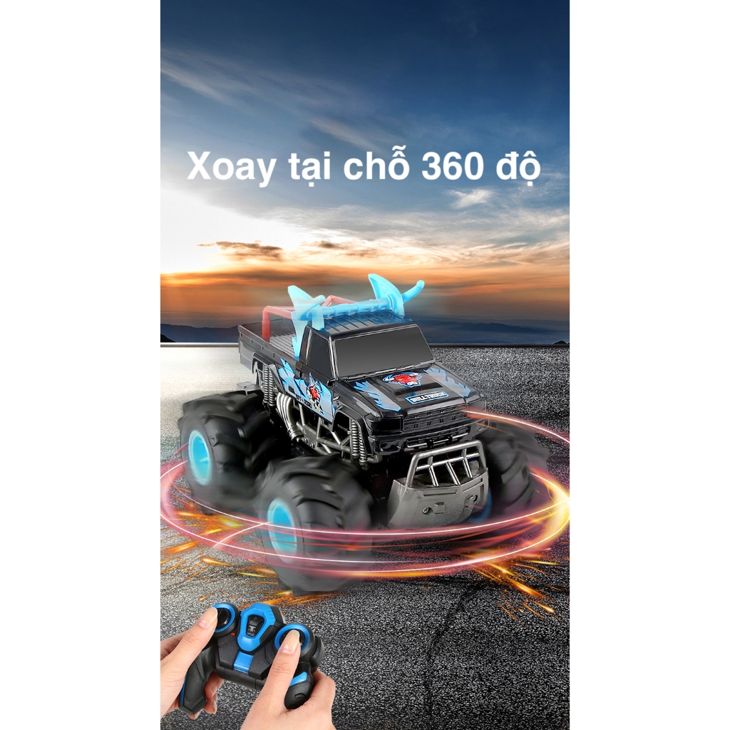 Đồ Chơi Xe Địa Hình Điều Khiển Từ Xa Xe Tải Quái Vật, Có Thể Bơi Dưới Nước