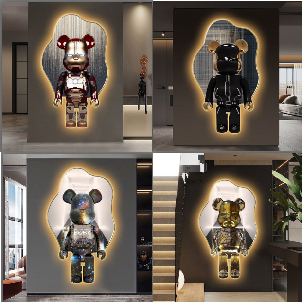Đèn - Tranh Treo Tường Đèn Led Bearbrick Tráng Gương Trang trí Phòng Khách/ Phòng Ngủ/ Cửa hàng /Spa