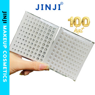 Đá đính tóc mặt có sẵn keo dán gồm 100 viên, đá dán makeup, đá đính mặt hóa trang JINJI
