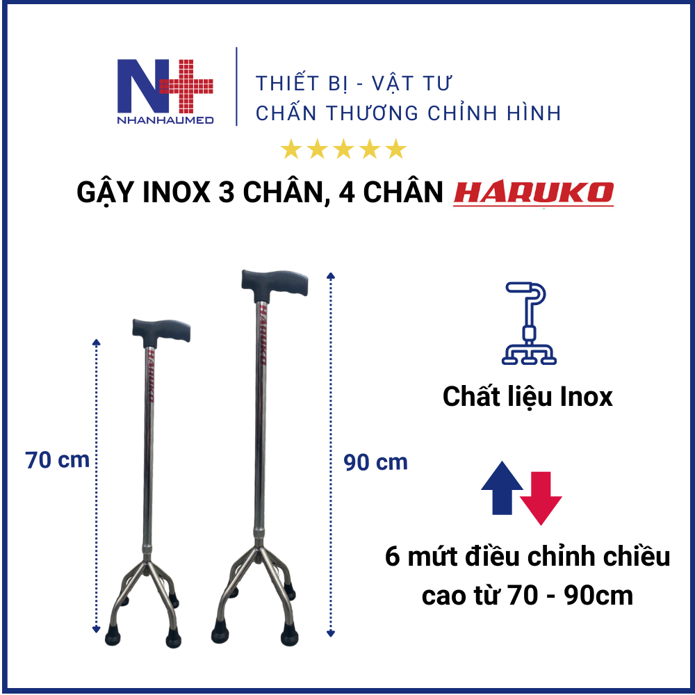 Gậy 3 Chân 4 Chân, Gậy Cho Người Già, Gậy Inox 3 chân 4 chân