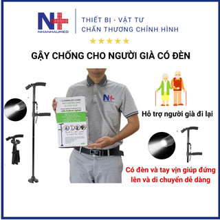 Gậy Chống Cho Người Già Kết Hợp Đèn Pin Và Tay Vịn Phụ, Gậy Cho Người Già Cao Tuổi Đa Năng