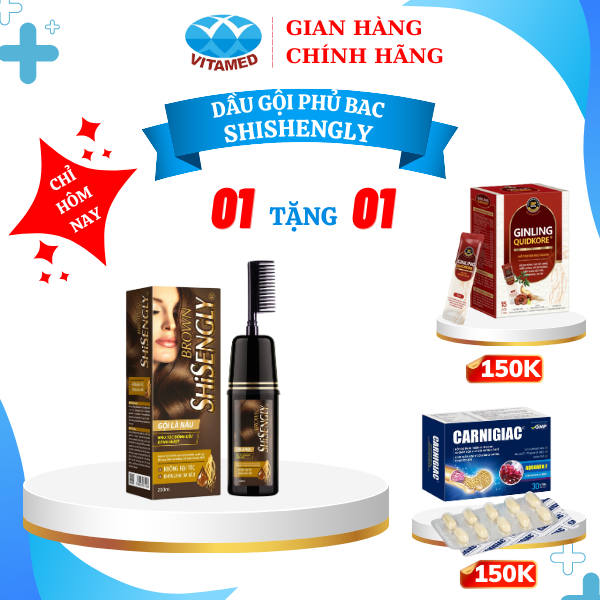 [ Mua 1 Tặng 1 ] Dầu Gội Phủ Bạc SHISENGLY Cao Cấp Giảm Rụng Tóc Giúp Tóc Chắc Khỏe Dung Tích 200ml