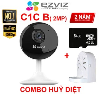 ( COMBO) Camera wifi Ezviz C1C B, H1C 2MP Còi Hú, Đàm Thoại 2 Chiều Và Thẻ nhớ Chuyên Dụng Camera - BH 24 Tháng