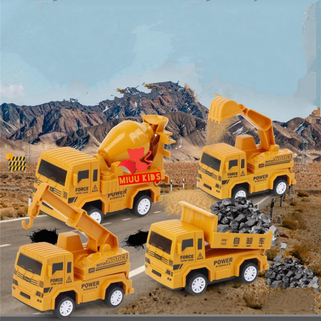 BỘ 6 CHIẾC XE CÔNG TRÌNH  MINI CHẠY ĐÀ CHO BÉ