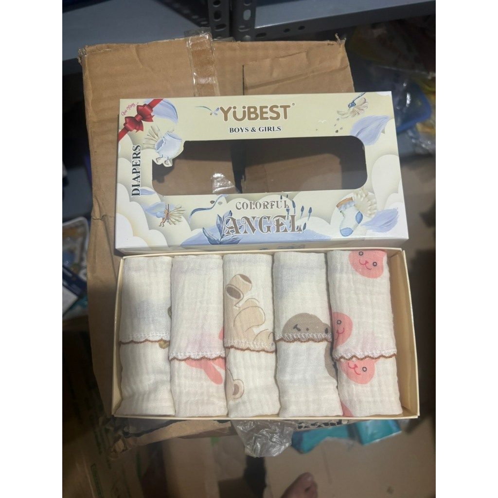 Set 5 Khăn Sữa Muslin 2 Lớp 2023 Thấm Hút Siêu Tốt