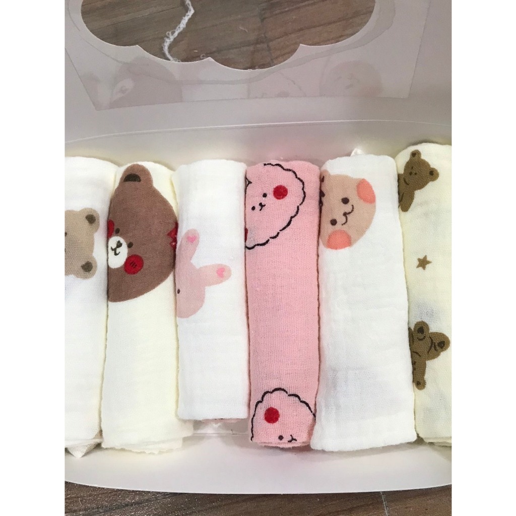 Set 5 Khăn Sữa Muslin 2 Lớp 2023 Thấm Hút Siêu Tốt