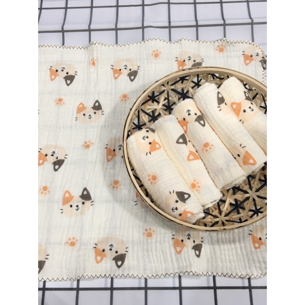 Set 5 Khăn Sữa Muslin 2 Lớp 2023 Thấm Hút Siêu Tốt