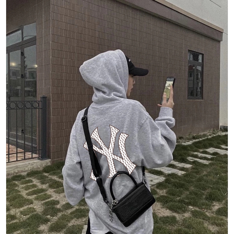 Áo khoác hoodie zip mlb new york chính hãng unisex form rộng nam nữ chất liệu nỉ bông cao cấp dày dặn có mũ YCT