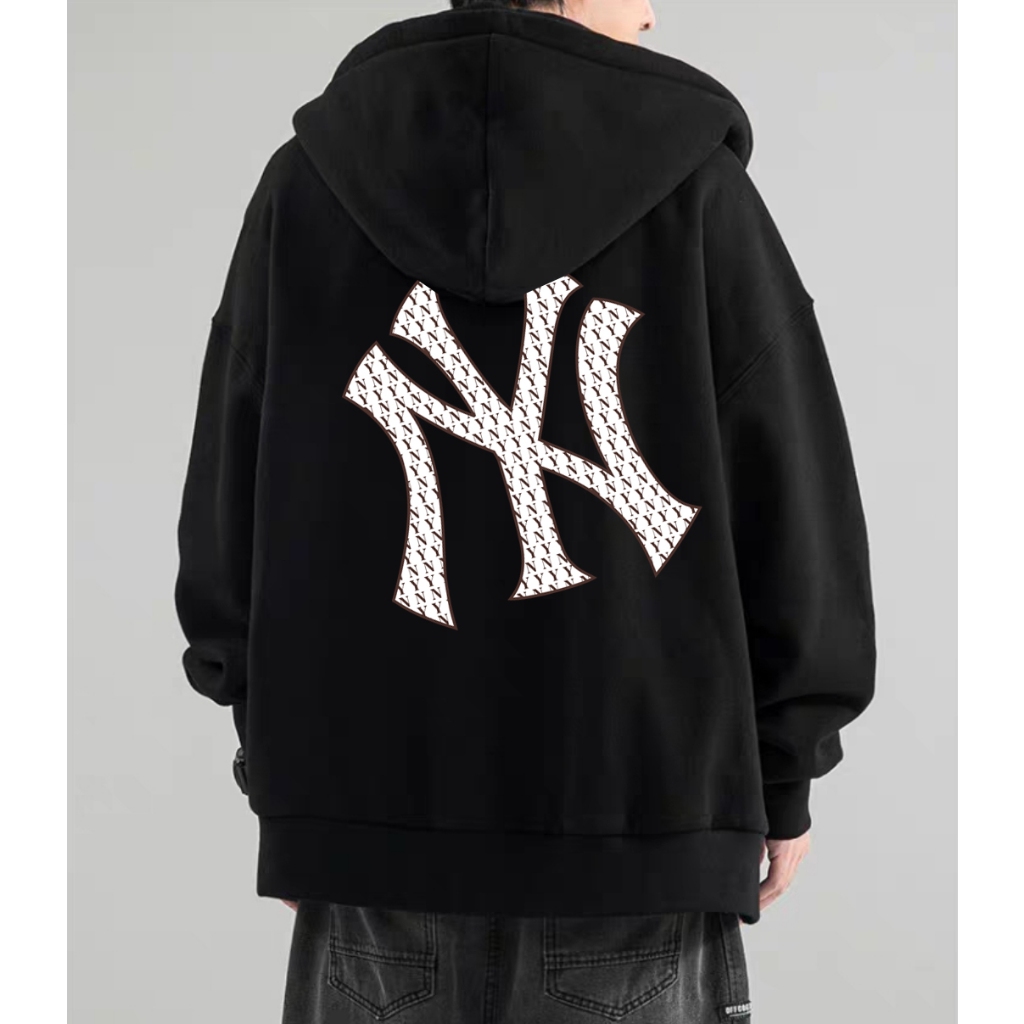Áo khoác hoodie zip mlb new york chính hãng unisex form rộng nam nữ chất liệu nỉ bông cao cấp dày dặn có mũ YCT