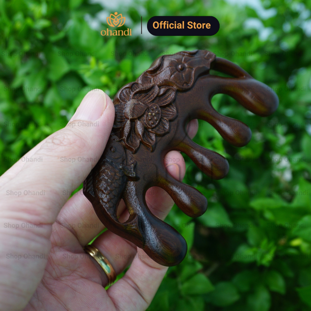 Lược Gỗ Răng Thưa Mát xa Đầu - Mát xa mặt - Giảm căng thẳng, tăng cường lưu thông khí huyết, Tăng cường trẻ hóa làn da