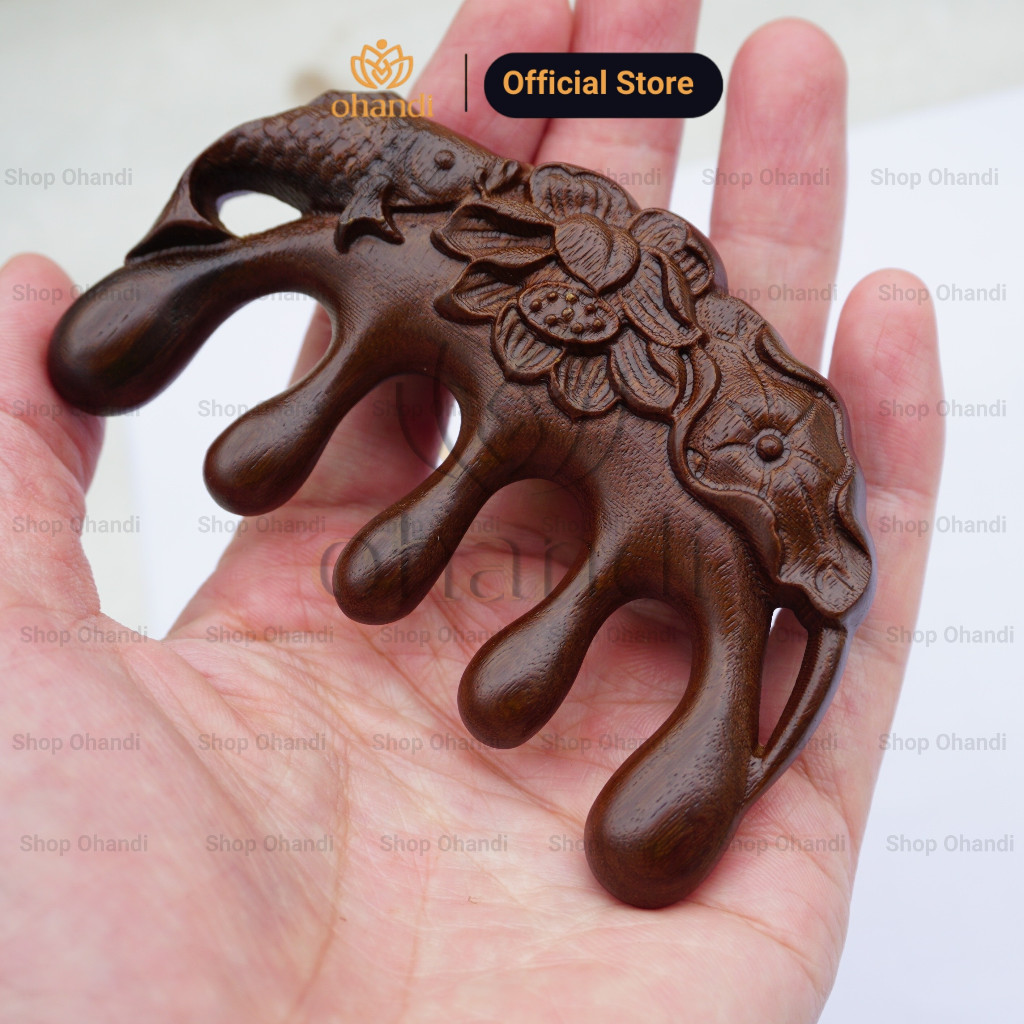 Lược Gỗ Răng Thưa Mát xa Đầu - Mát xa mặt - Giảm căng thẳng, tăng cường lưu thông khí huyết, Tăng cường trẻ hóa làn da