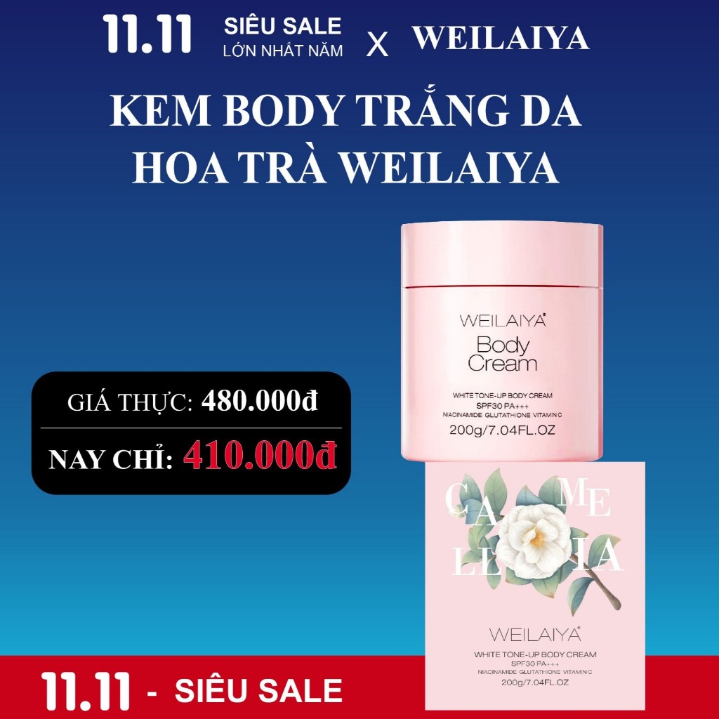 Kem Body Weilaiya Dưỡng Trắng Da Nâng Tone White Tone-Up Body Cream SPF30