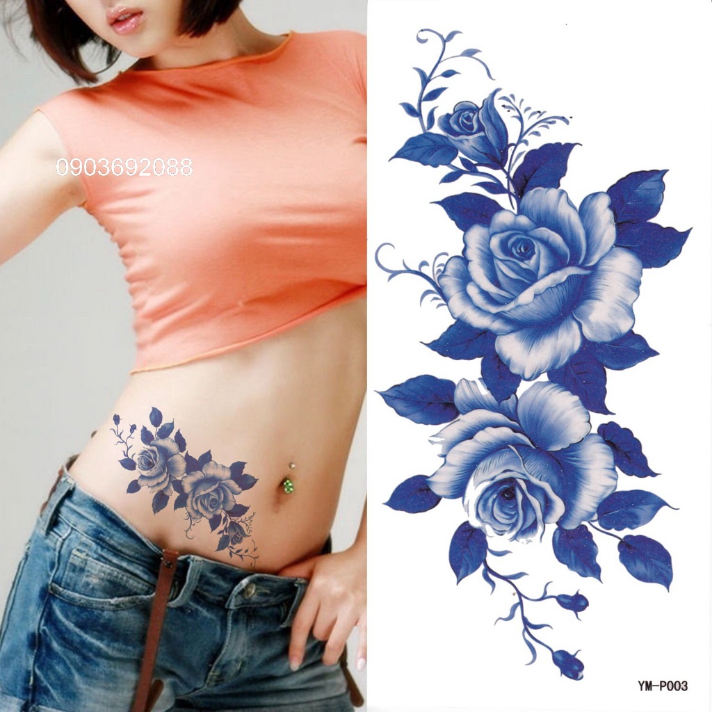 Tattoo Flower HCM, Hình Xăm Dán 10x19cm nhiều mẫu, Sticker Tattoo tạm thời Ivy Store