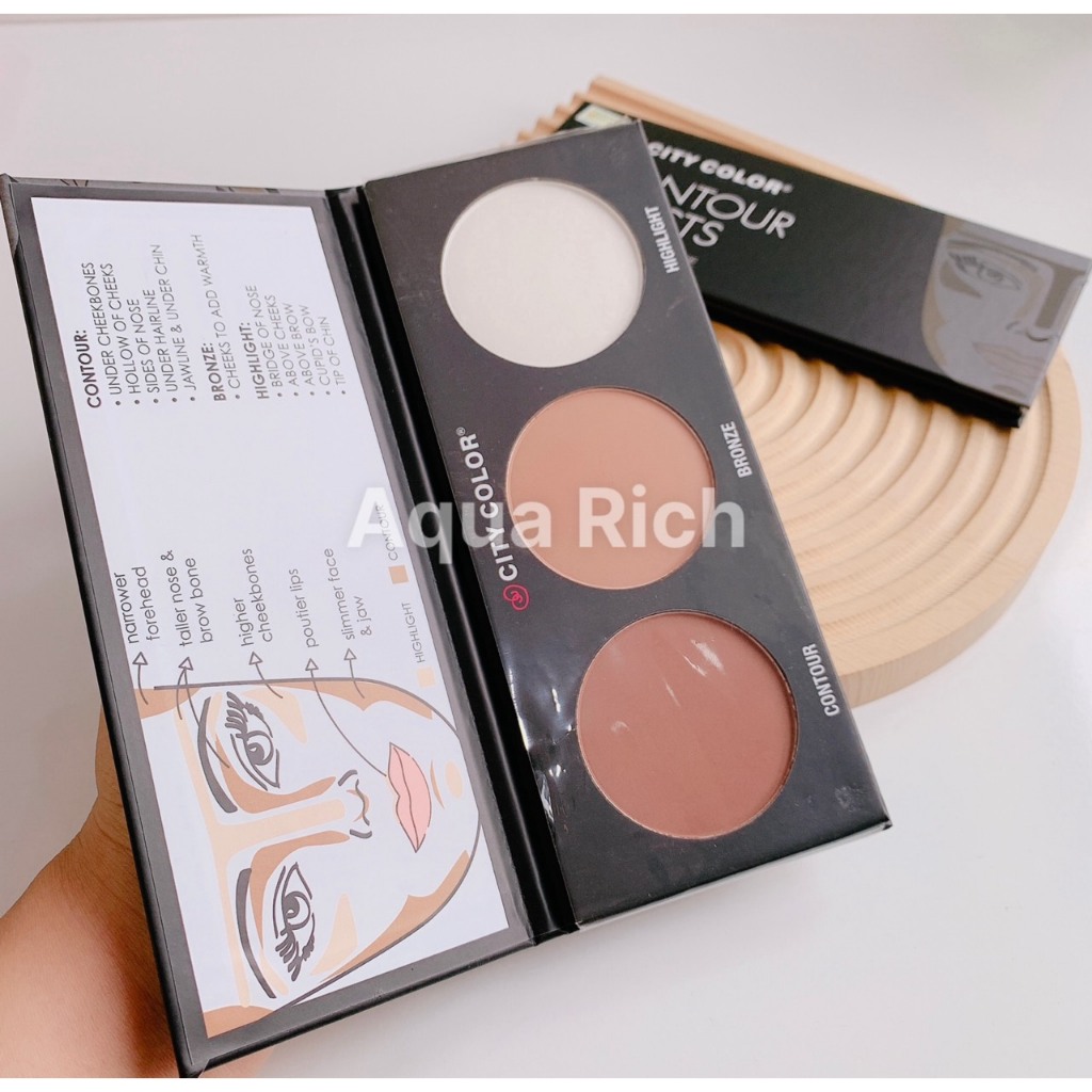 Bảng Phấn Tạo Khối Và Highlight 3 ô City Color Contour Palette - Contour Bronzer