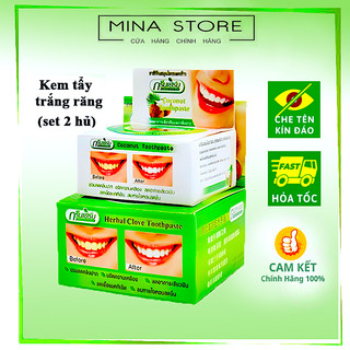 Kem trắng răng dừa đánh bay mảng bám cao răng, sâu răng, bột trắng răng Green Herb Thái Lan - Mina Store