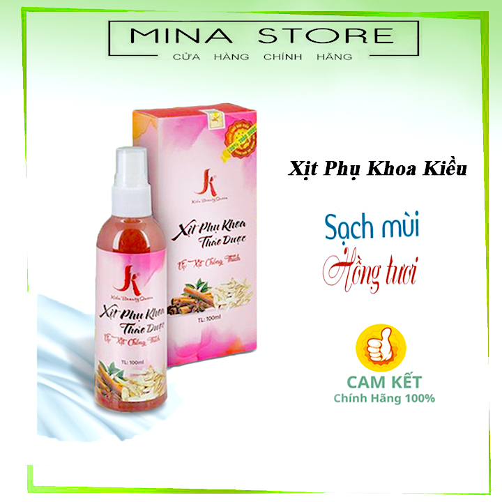 Xịt phụ khoa thảo dược Kiều se khít hỗ trợ vấn đề vùng kín, hồng vùng kín - Chai 100ml - Mina Store
