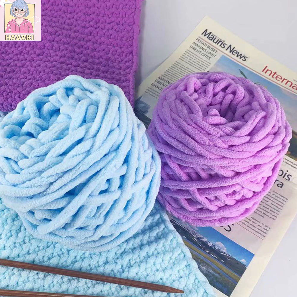 Len nhung đũa 6mm, len bông sữa, len đan móc khăn, túi handmade - Phụ kiện đan túi HAVAKI