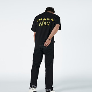 Áo phông Adlv basic logo black yellow chính hãng | Marker basic logo sleeve T-shirt