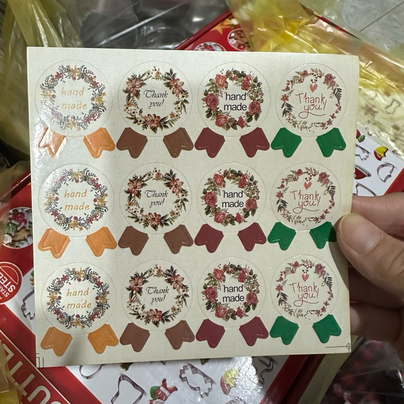 Tem nơ hoa 12 nhãn 1 tờ