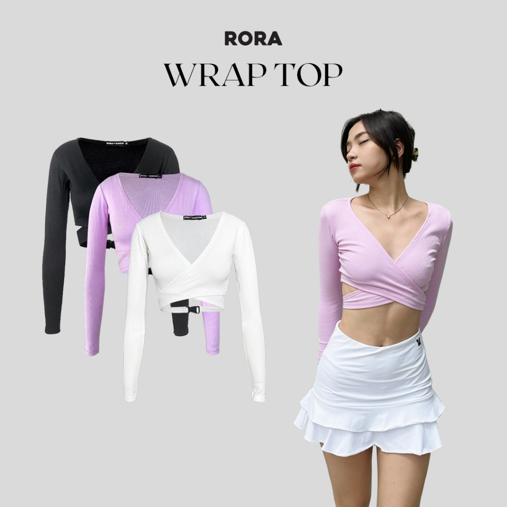 Áo Croptop Vạt Đắp Chéo Cài Khóa Thời Trang WRAP TOP - RORA