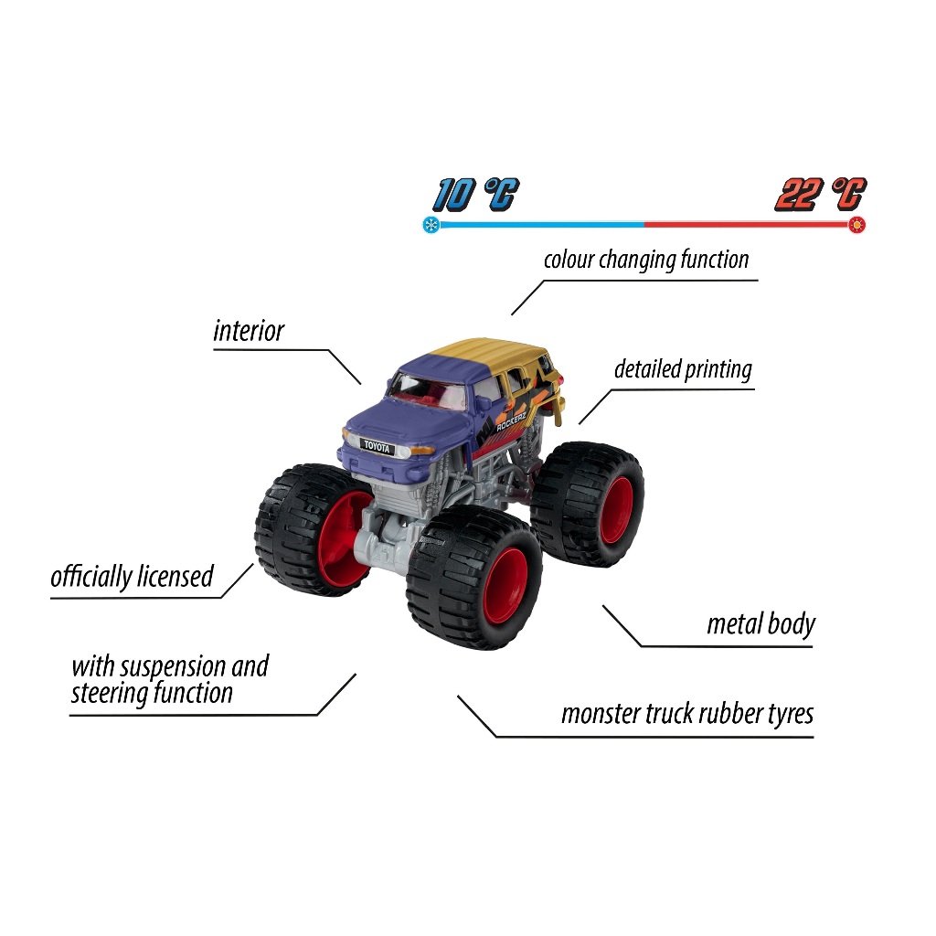 Xe Mô Hình Vượt Địa Hình MAJORETTE Monster Rockerz Color Changers  212057257 - Giao mẫu ngẫu nhiên