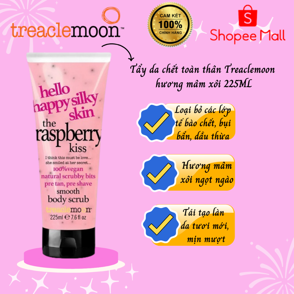 Tẩy da chết toàn thân hương mâm xôi Treaclemoon 225ML