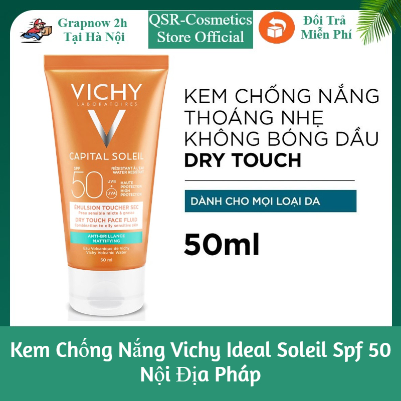 Kem chống nắng Vichy Capital Soleil SPF 50+ nâng tông nhẹ dưỡng da chuyên sâu 50ml .