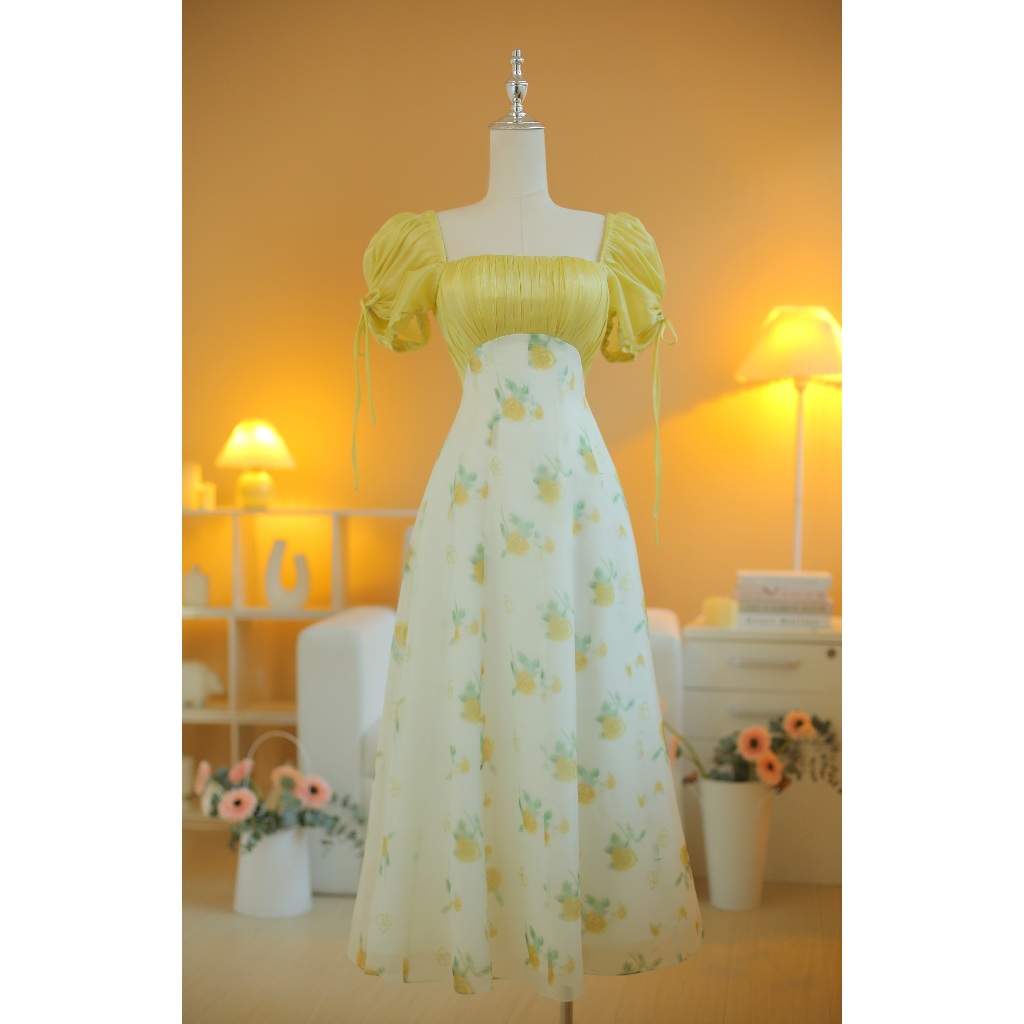 SÒ VINTAGE - SOLEIL Đầm xếp li hoa xòe
