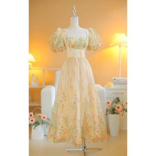 Sò vintage - belle đầm maxi hoa tay phồng