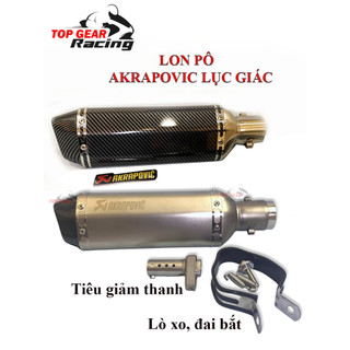 Pô Akrapovic Lục Giác Có Tiêu Giảm Thanh và Tem Trang Trí <TOPGEAR>