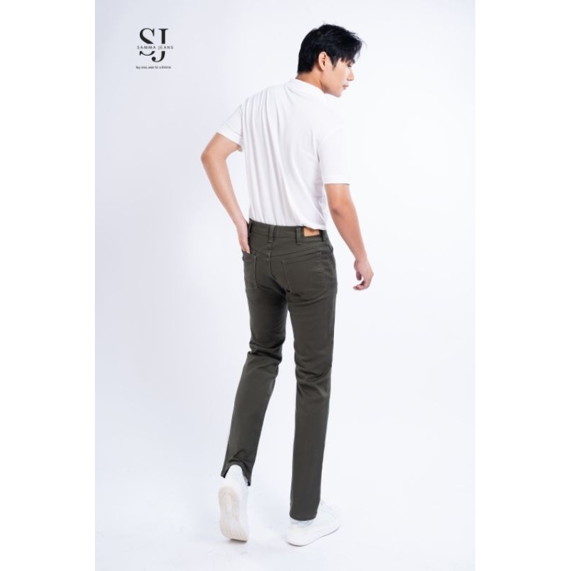 Quần jean slim fit nam Q3 OLIVE, quần jean ống đứng siêu đẹp,cotton cao cấp co dãn 4 chiều - Thương hiệu Samma Jeans