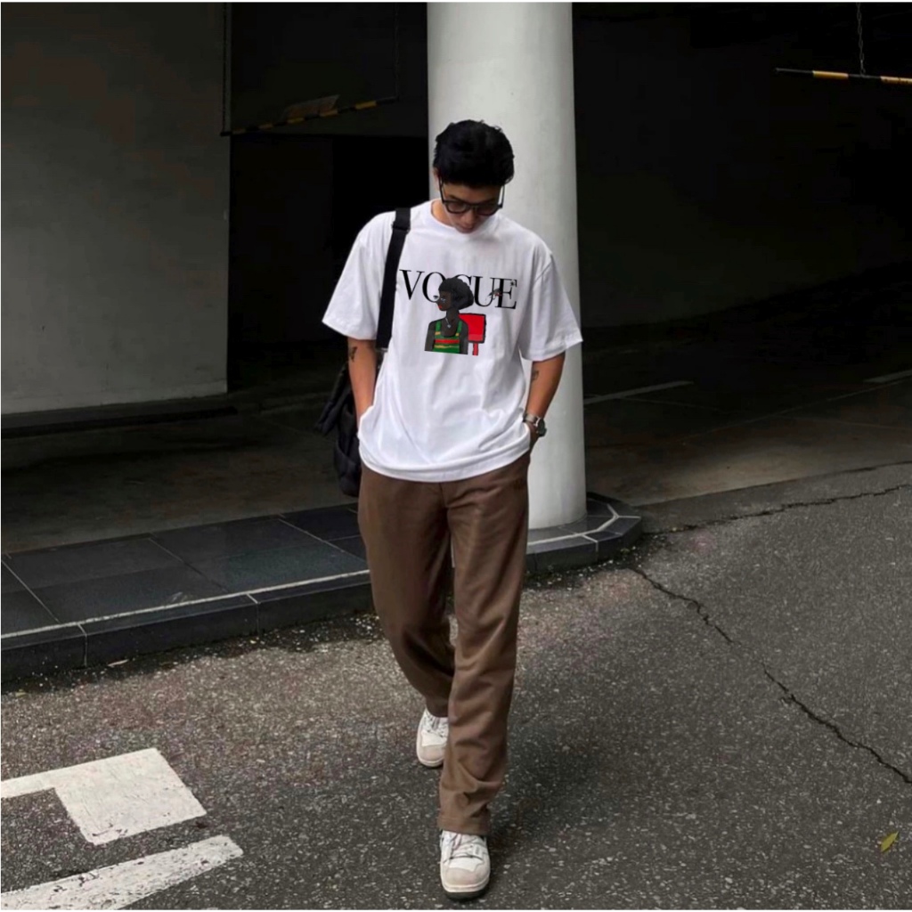 Áo thun unisex basic nam nữ VOGUE Tranh 100% cotton form oversize phong cách Ulzzang