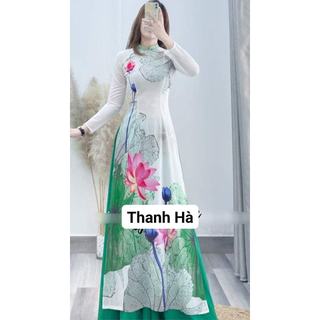 Áo dài hoa sen trắng