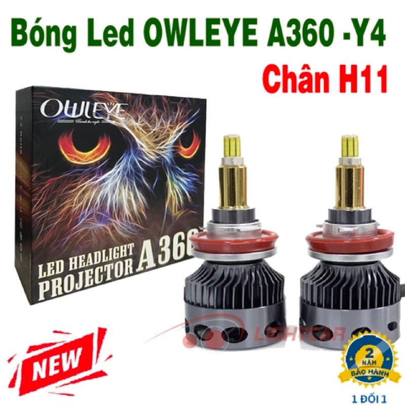 BÓNG LED OWLEYE A360 Y4 CHÂN H11 CHUYÊN DỤNG CHO XE CÓ BI CẦU