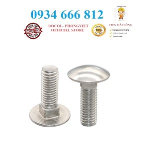 Set 10 cái m8 bulong đầu tròn cổ vuông inox304 m8