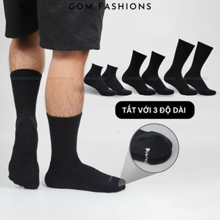 Vớ nam nữ màu đen GOMTAT có đệm xù êm chân, sợi cotton dày dặn, thấm hút mồ hôi - NGAN-STA-5009-1DOI